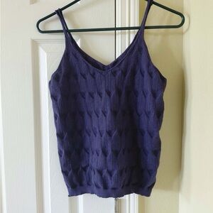 Women's Navy Purple Knit Camisole Tank Top